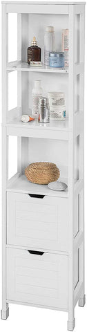 Freestanding Tall Cabinet With Standing Shelves And Drawers