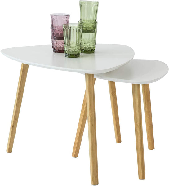 Set Of 2 White Side Nesting Tables Side Tables