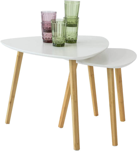 Set Of 2 White Side Nesting Tables Side Tables