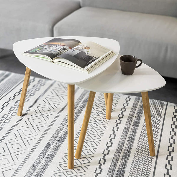 Set Of 2 White Side Nesting Tables Side Tables