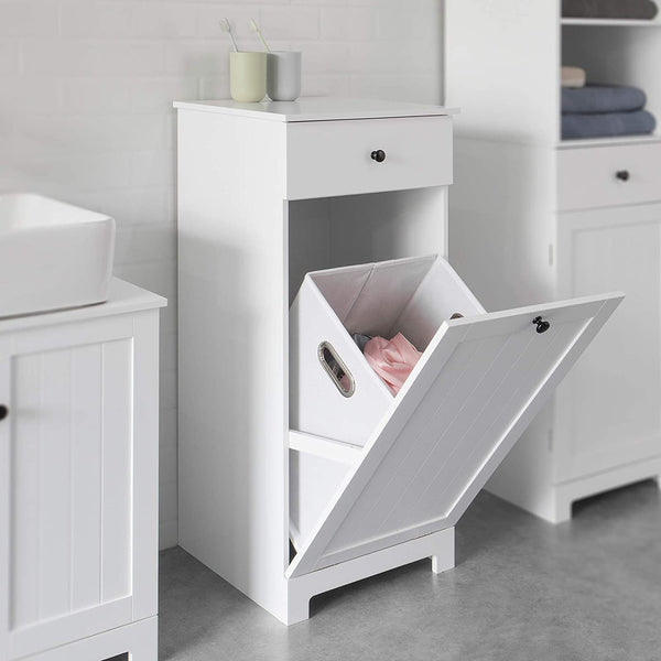 White Bathroom Cabinet With Laundry Basket And Drawer Bathroom Cabinets