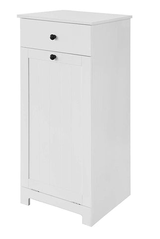 White Bathroom Cabinet With Laundry Basket And Drawer
