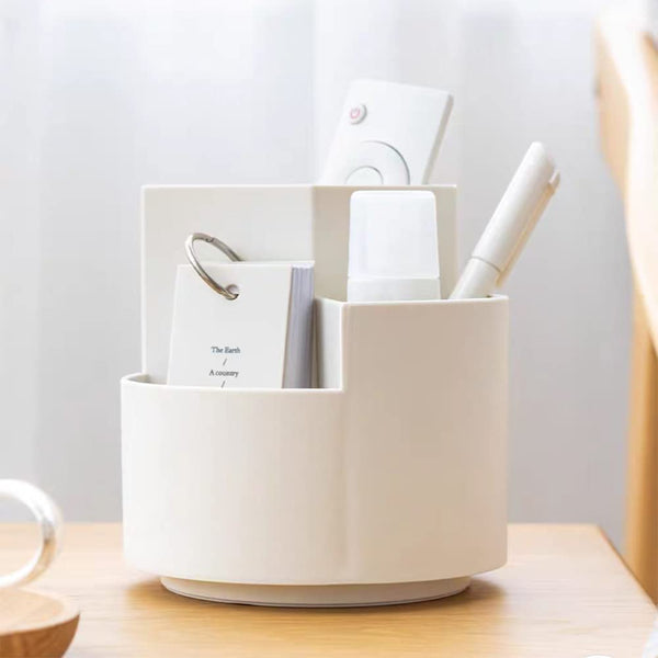 360 Degree Rotating Multi Functional Pen Holder With Separate Layer For Office Desk Organiser (White) Pen Holders