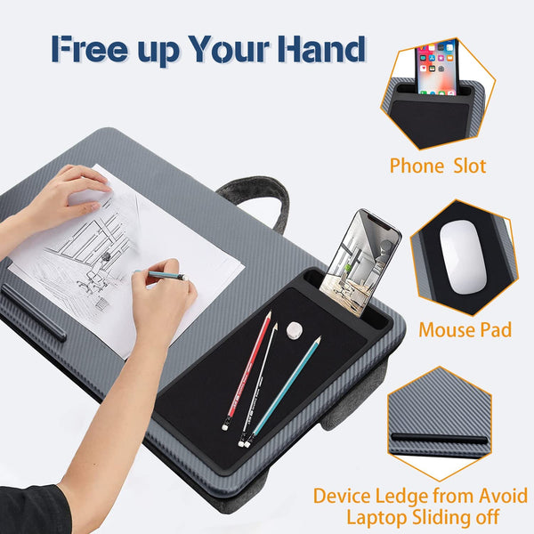 Laptop Desk With Device Ledge Mouse Pad And Phone Holder For Home Office (Silver 40Cm) Stands Holders & Car Mounts