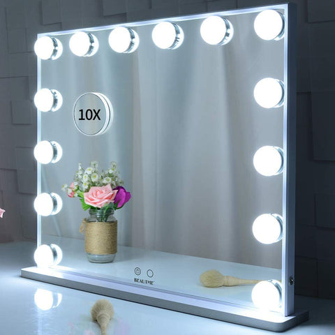 Hollywood Makeup Vanity Mirror With Led Lights And Detachable 10X Magnification (White, 62 51 Cm)