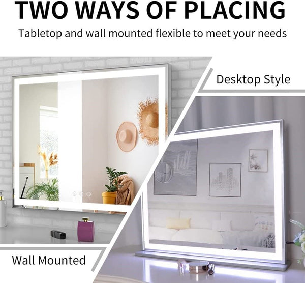 Hollywood Led Makeup Mirror With Smart Touch Control And 3 Colors Dimmable Light (72 X 56 Cm) Makeup Mirrors