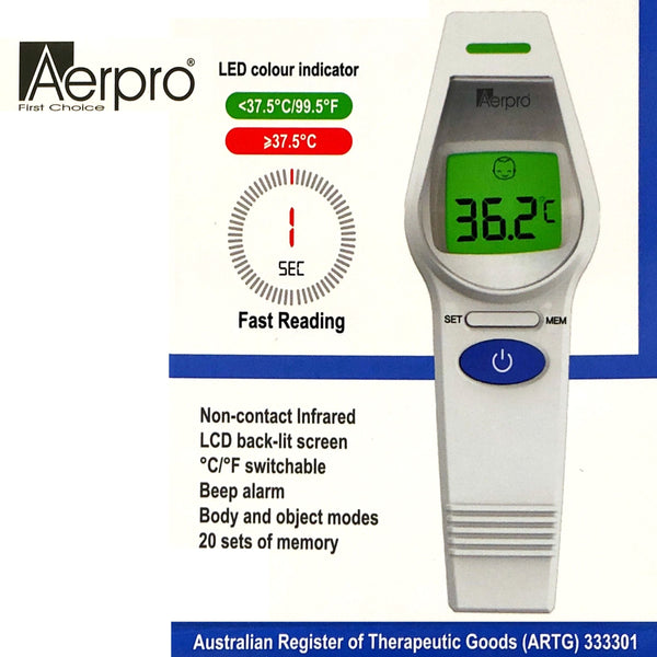 Aerpro Non Contact Infra Red Forehead & Body Thermometer Australian Thermometers