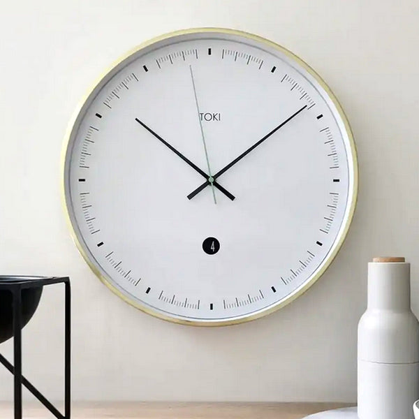 Toki Metta Brushed Gold Silent Sweep Second Wall Clock Date 40Cm Wall Clocks