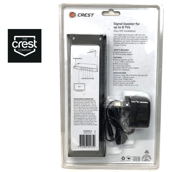 Crest Uhf Vhf Digital Tv Signal Splitter Distributor 6 Outputs Audio/Video Transmitters