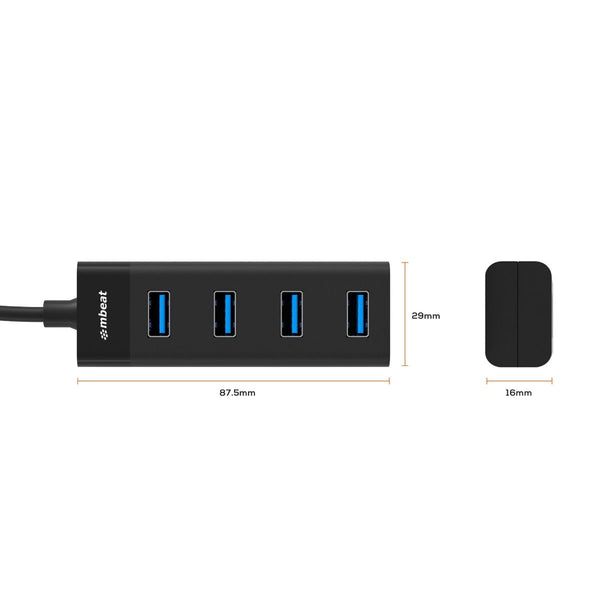 Mbeat Usb C To 4 Port 3.0 Hub Black Usb Cables Hubs & Adapters