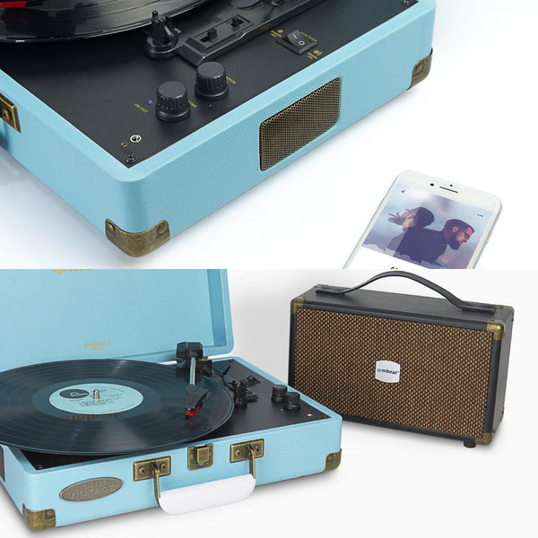 Mbeat Woodstock Ii Sky Blue Retro Bluetooth (Tx/Rx) Turntable Turntables
