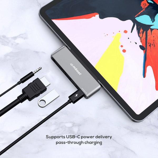 Mbeat Elite Mini 4-In-1 Usb-C Mobile Hub For Ipad Pro, Tablet And Laptop