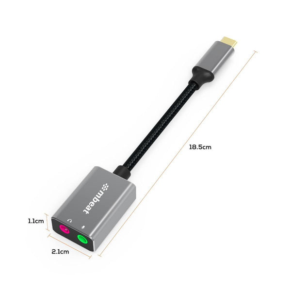 Mbeat Elite Usb C To 3.5 Audio And Microphone Adapter Space Grey Audio Cables & Adapters