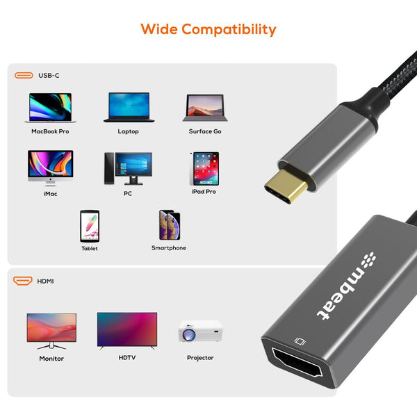 Mbeat Elite Usb C To Hdmi Adapter Space Grey Monitor/Av Cables & Adapters