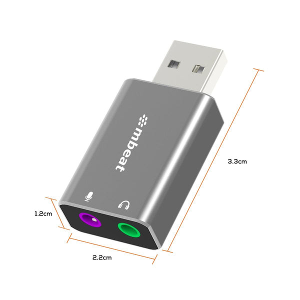 Mbeat Elite Usb To 3.5 Audio And Microphone Adapter Space Grey Monitor/Av Cables & Adapters
