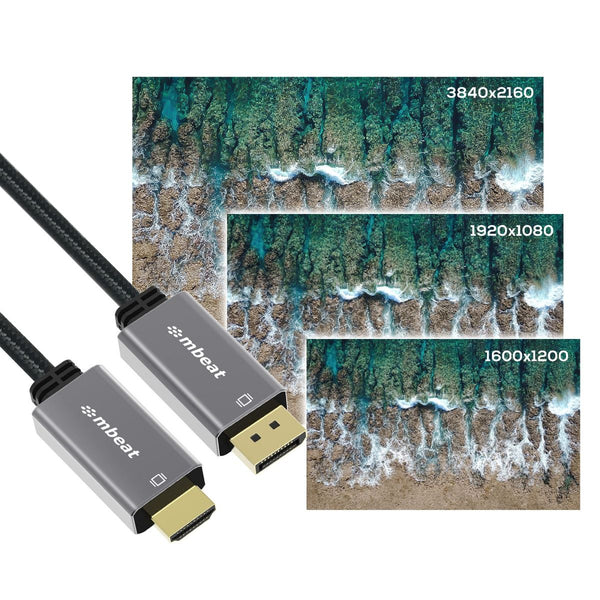 Mbeat Tough Link 1.8M 4K/60Hz Display Port Hdmi Cable Space Grey Monitor/Av Cables & Adapters