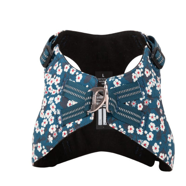 Floral Doggy Harness Saxony Blue