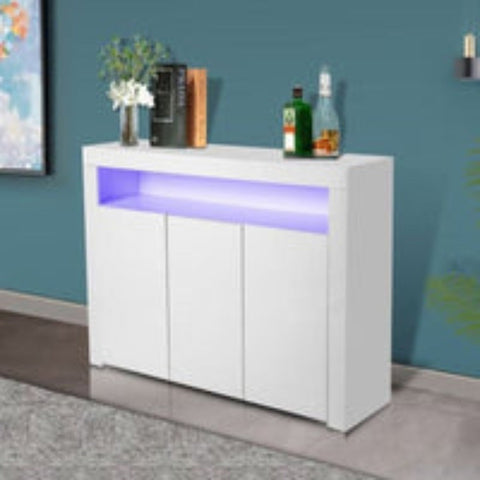 Led High Gloss White Buffet Kitchen Cabinet Sideboard Cupboard