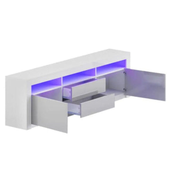 Led Rgb Tv Cabinet Entertainment Unit Stand Gloss Drawers 160Cm White