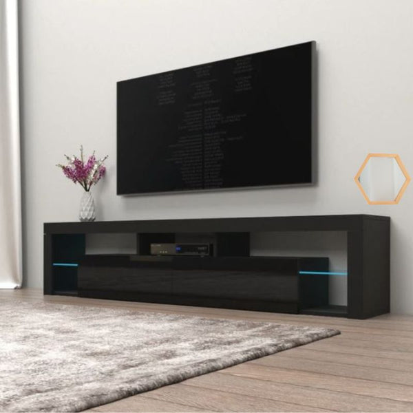 Modern Tv Cabinet Living Room Furniture 200Cm Black Tv Stands & Entertainment Units