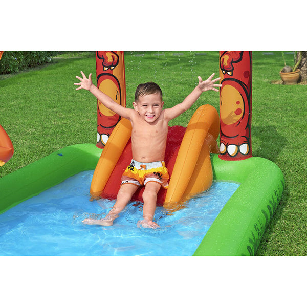 190L Jurassic Splash Water Play Centre, Bright Dinosaur Theme With Slide Inflatable & Kid Pools