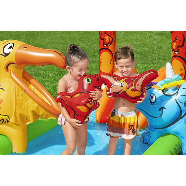190L Jurassic Splash Water Play Centre, Bright Dinosaur Theme With Slide Inflatable & Kid Pools