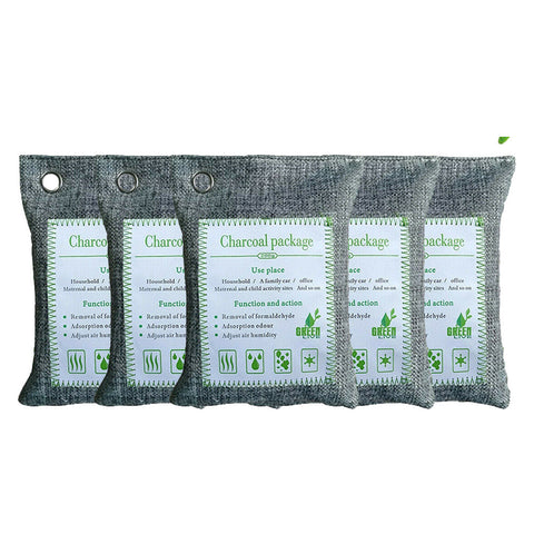 5Pcs Air Purifying Bags Activated Bamboo Charcoal Freshener For Car Home Shoes 200G