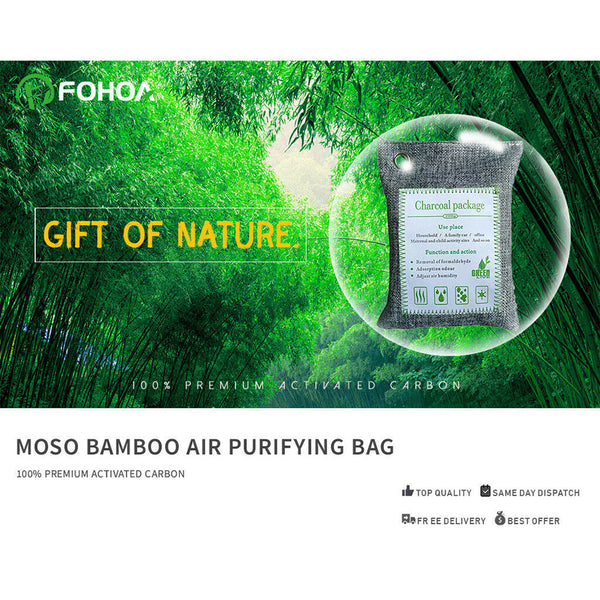 5Pcs Air Purifying Bags Activated Bamboo Charcoal Freshener For Car Home Shoes 200G Air Purifiers