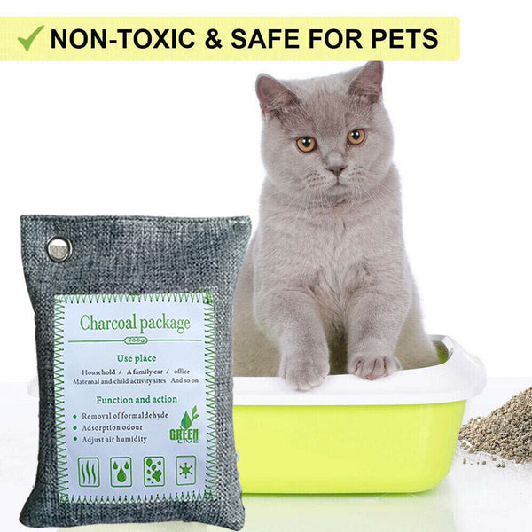 20Pcs Air Purifying Bags Activated Bamboo Charcoal Freshener For Car Home Shoes 200G Home Fragrances