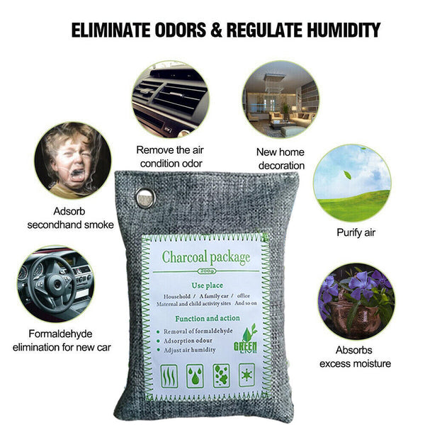 30Pcs Air Purifying Bags Activated Bamboo Charcoal Freshener For Car Home Shoes 200G Home Fragrances
