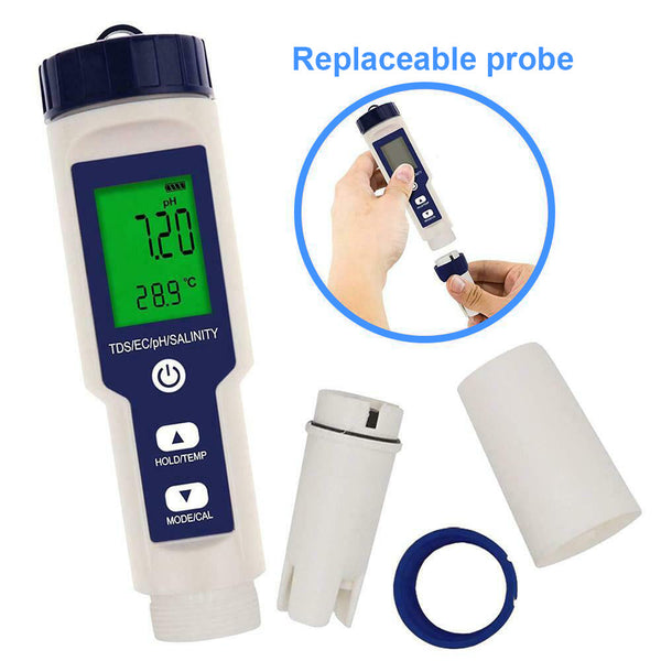 5 In 1 Digital Water Quality Tester Waterproof Ph Tds Ec Temperature Meter Pool Pool Water Testing & Kits