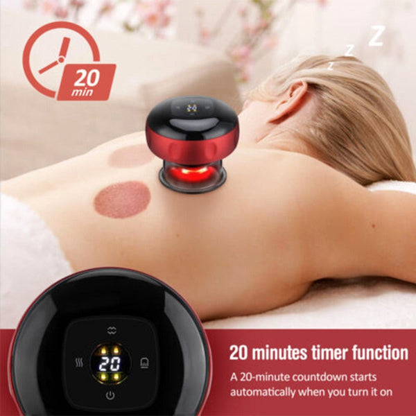 12 Levels Electric Cupping Therapy Smart Scraping Massager Red Light Heating Body Slimming Massagers