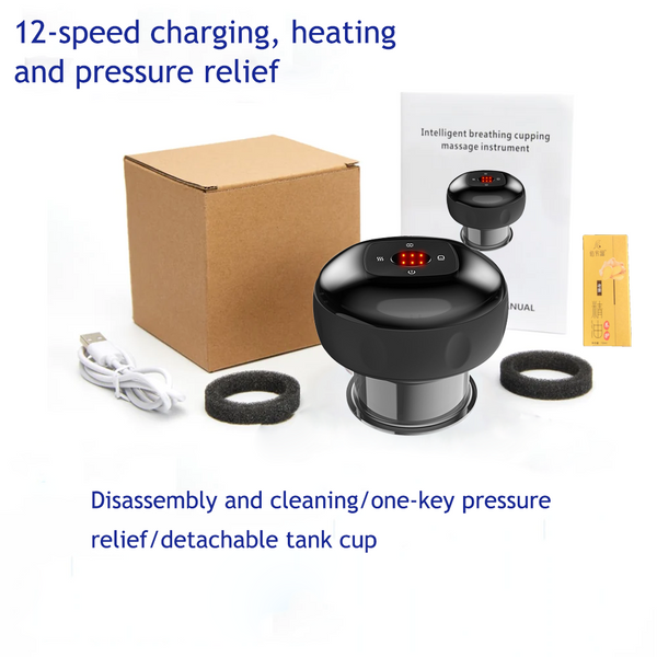 12 Levels Electric Cupping Therapy Smart Scraping Massager Red Light Heating Body Slimming Massagers
