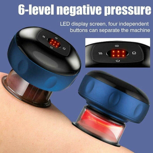 12 Levels Electric Cupping Therapy Smart Scraping Massager Red Light Heating Body Slimming Massagers