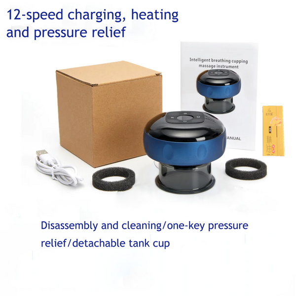 12 Levels Electric Cupping Therapy Smart Scraping Massager Red Light Heating Body Slimming Massagers