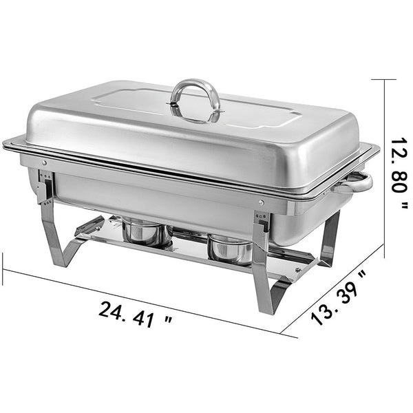 9 Liter Chafing Dish Set Buffet Pan Bain Marie Bow Stainless Steel Food Warmer Countertop Food Warmers