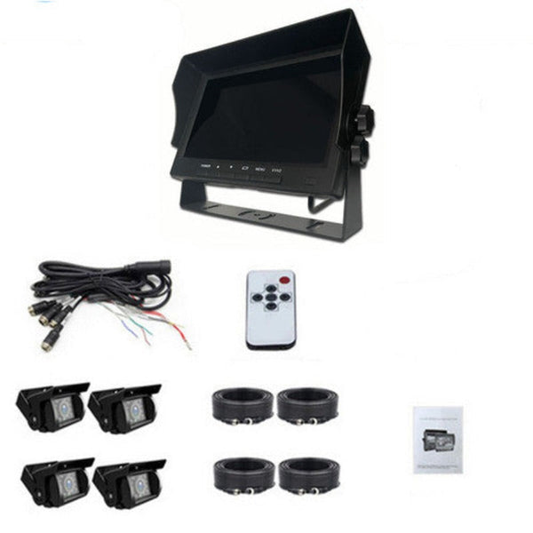 4 Channel Split 7" Screen Monitor W/4 Reversing Camera Kit For Truck Trailer Bus Rear View Monitors/Cams & Kits
