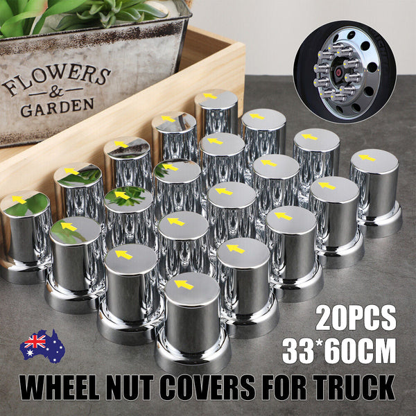 20Pcs Abs Wheel Nut Covers Safety Arrow Chrome Caps For Trucks Trailers Bus Au