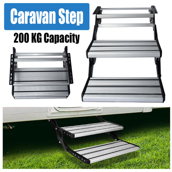 Aluminium Double Step Pull Out Folding Steps For Road Rv Camper Trailer Caravan Parts Accessories