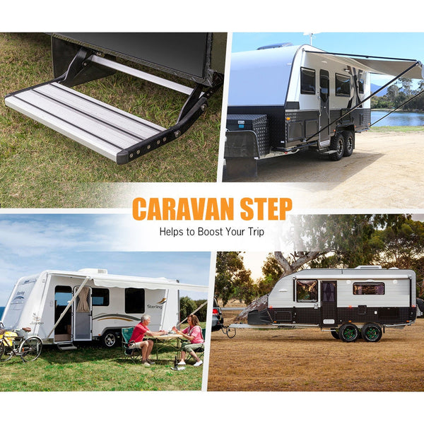 Caravan Step Aluminium 200Kg Pull Out Folding Camper Trailer Motorhome