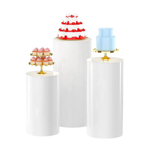 3Pcs Display Stand Round Cylinder Pedestal W/ Balloon Set + Led Strip Wedding Au
