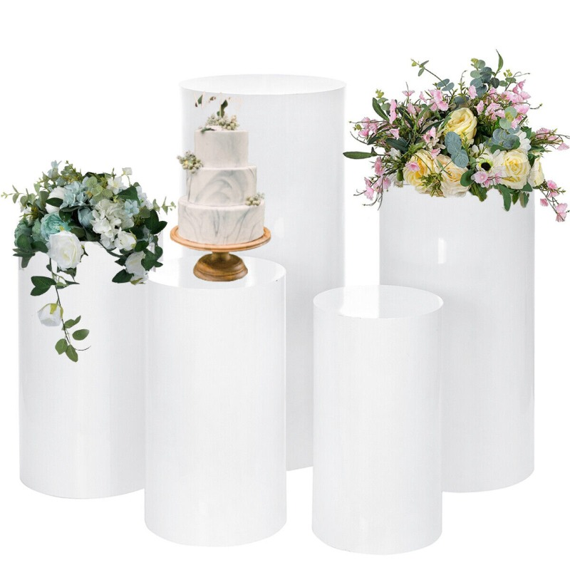5Pcs Round Plinth Cylinder Display Stand Pedestal Wedding Party Shop Au Display Stands