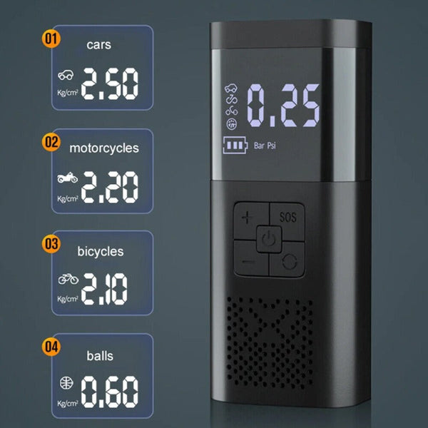 6000Mah Car Tyre Inflator 12V Air Compressor Electric Pump Cordless Usb Charging Air Compressors