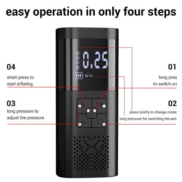 6000Mah Car Tyre Inflator 12V Air Compressor Electric Pump Cordless Usb Charging Air Compressors