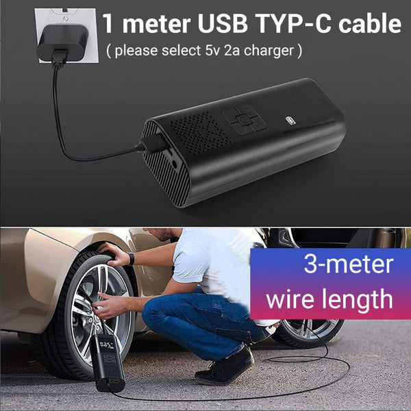 6000Mah Car Tyre Inflator 12V Air Compressor Electric Pump Cordless Usb Charging Air Compressors