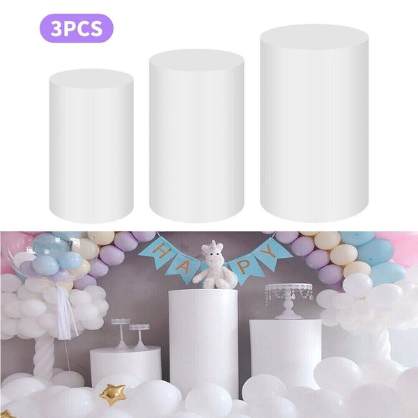 3Pcs Round Plinth Cylinder Pedestal Stand Wedding Decor Cake Flower Display Venue Decorations