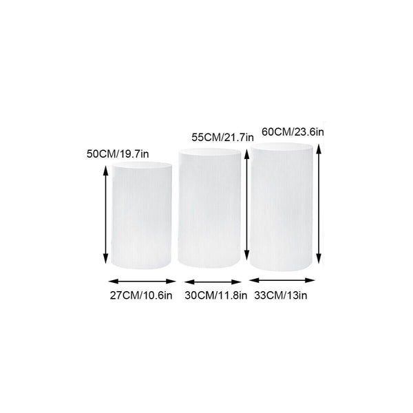 3Pcs Round Plinth Cylinder Pedestal Stand Wedding Decor Cake Flower Display Venue Decorations