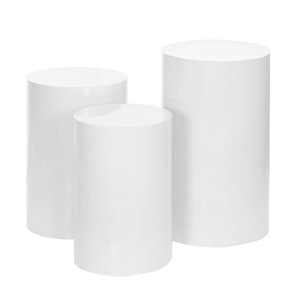 3Pcs Round Plinth Cylinder Pedestal Stand Wedding Decor Cake Flower Display Venue Decorations