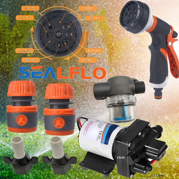 12V Sealflo Water Pump High Pressure Self Priming Rv Camping Boat 70Psi 11.3L/M Water Filters