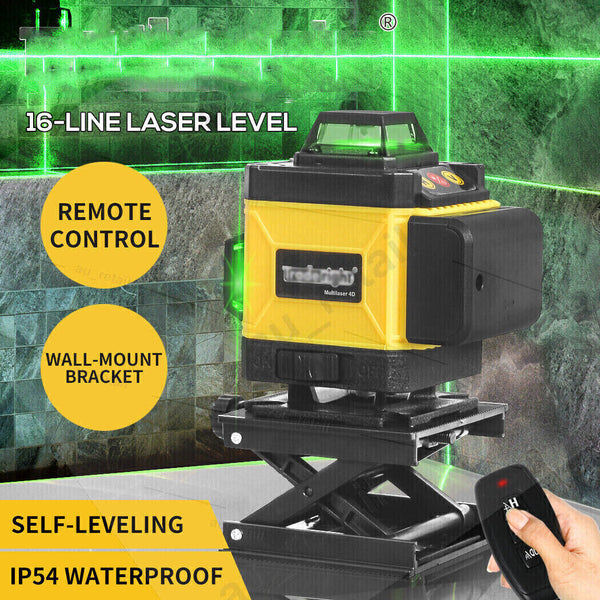 16 Line Laser Level 4D Green Light Auto Self Leveling 360 Degree Rotary Cross